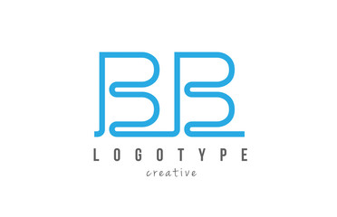 BB B B blue joined line alphabet letter combination logo icon design