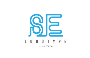 SE S E blue joined line alphabet letter combination logo icon design