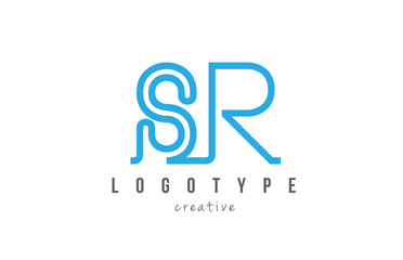 SR S R blue joined line alphabet letter combination logo icon design