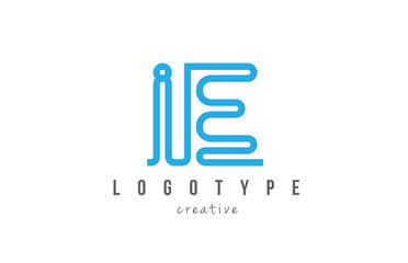 IE I E blue joined line alphabet letter combination logo icon design
