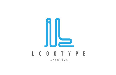 Fototapeta premium IL I L blue joined line alphabet letter combination logo icon design