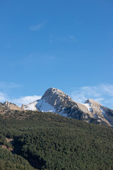Mountain of Pedraforca, in Catalonia, Spain, beautiful view with snow in the spring