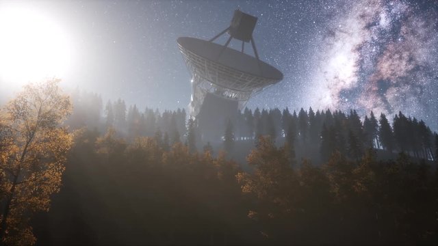 astronomical observatory under the night sky stars. hyperlapse