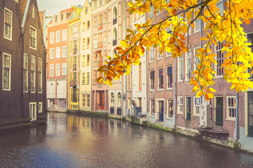 Naklejka premium Houses of Amstardam, Netherlands