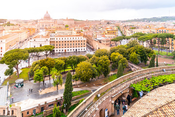 Fototapeta premium Vatican City with St. Peter's Basilica. Panoramic skyline view from Castel Sant'Angelo, Rome, Italy