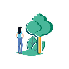 Tree and avatar woman design