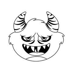 funny monster with horns comic character
