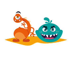 Naklejka premium funny monsters comic characters colorful
