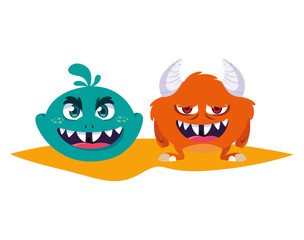 funny monsters comic characters colorful