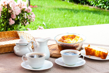 Breakfast in garden.