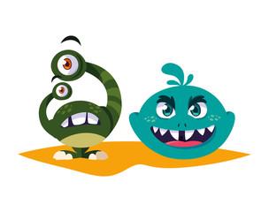 funny monsters comic characters colorful