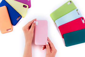 Up to date technology.Top view of diverse personal accessory laying on the white background