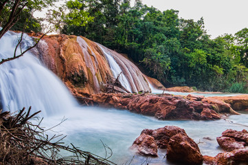 Waterfall cascade of Agua Azul in Chiapas, Mexico, Yucatan peninsula