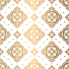 Beautiful gold and white floral seamless pattern. Vintage vector, paisley elements. Traditional, Turkish, Indian motifs. Great for fabric and textile, wallpaper, packaging or any desired idea. 