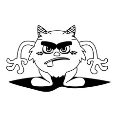 Fototapeta premium funny monster with horns comic character