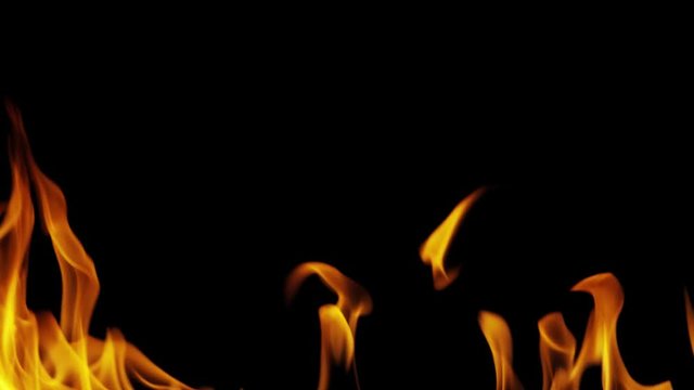 Fire Flames Igniting And Burning - Slow Motion. A line of real flames ignite on a black background. Real fire. Transparent background. PNG + Alpha.Visit my profile for other VFX