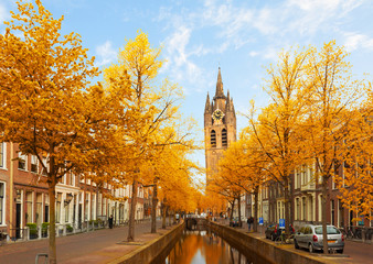 Naklejka premium old town of Delft in spring, Holland