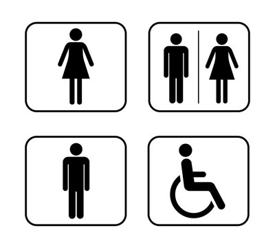 WC symbols icons in flat style