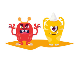 funny monsters comic characters colorful