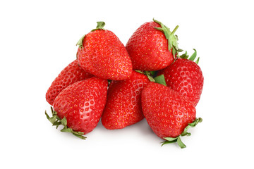 Strawberries isolated on white background. Top view. Flat lay pattern