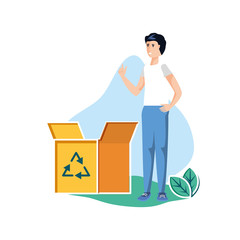 Isolated recycle box and avatar man design