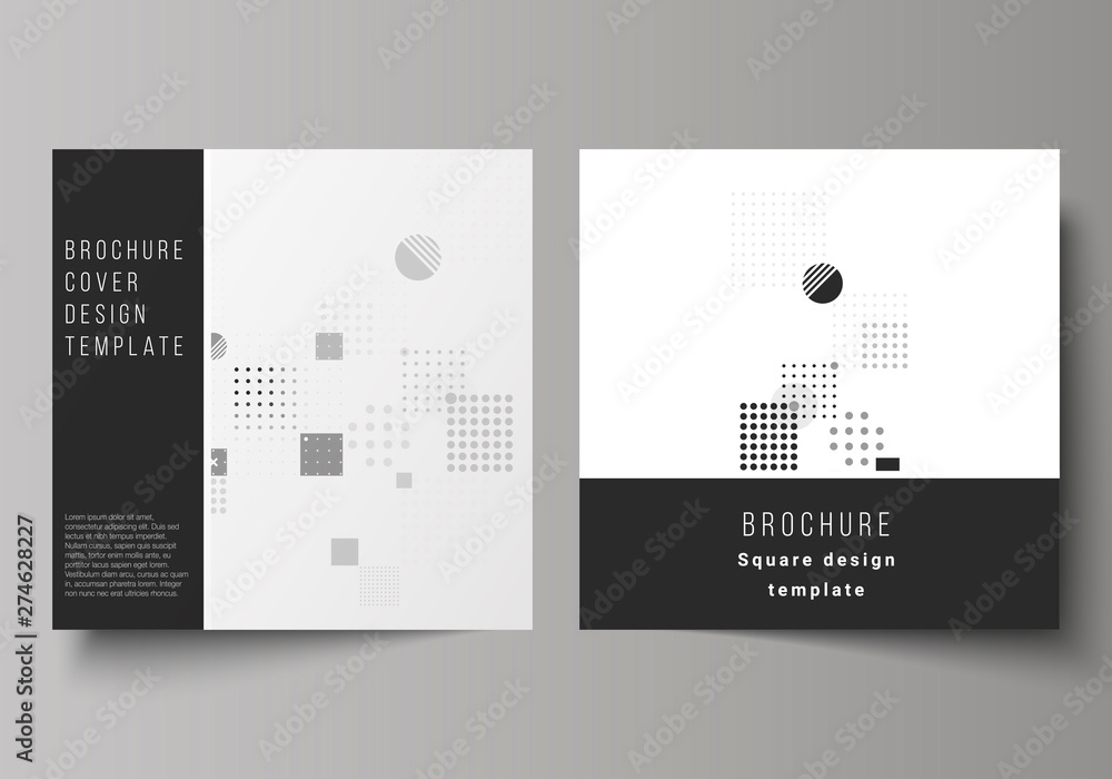 Poster the minimal vector illustration of editable layout of two square format covers design templates for 