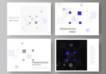 The minimalistic abstract vector illustration of the editable layout of the presentation slides design business templates. Abstract vector background with fluid geometric shapes.