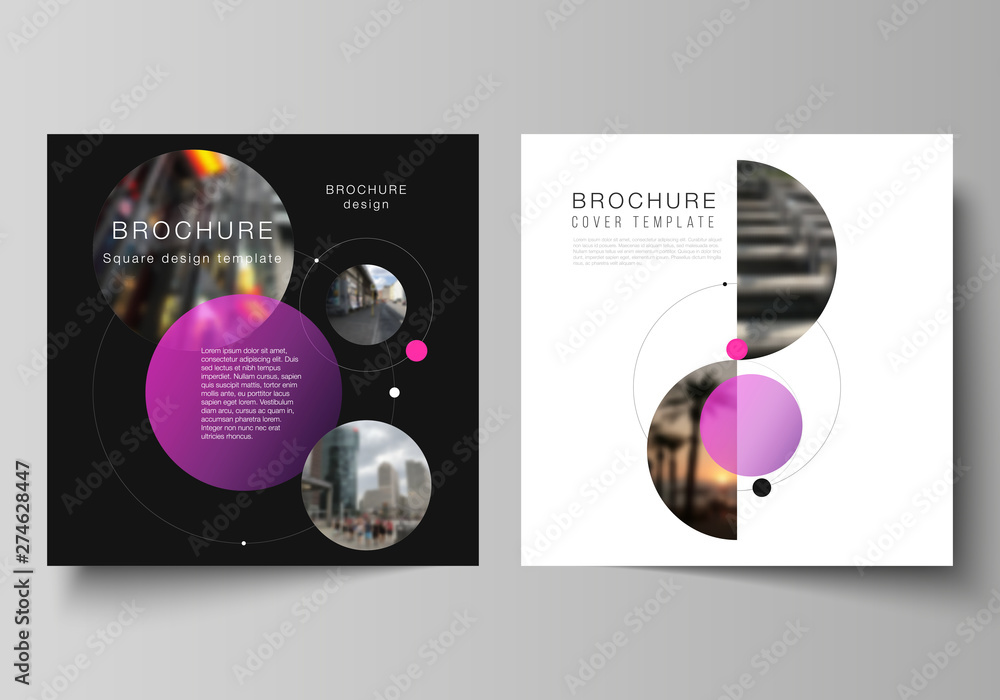 Poster vector layout of two square format covers design templates for brochure, flyer, magazine.simple desi