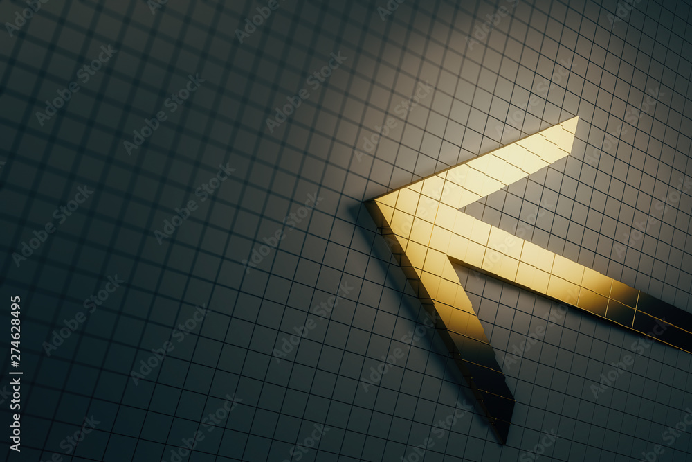 Poster abstract golden arrow on dark grid