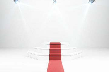 Illuminated pedestal with red carpet