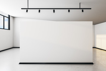 Luxury white gallery with banner