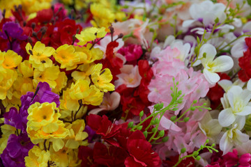 colorful artificial flowers in the store.