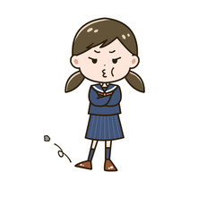 ふてくされる女の子　ポーズ　イラスト