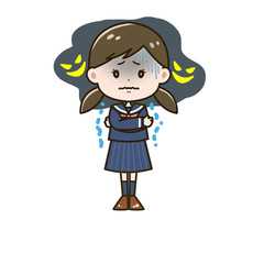 怖がる女の子　ポーズ　イラスト