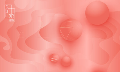 Coral color background. Fluid shapes pattern.