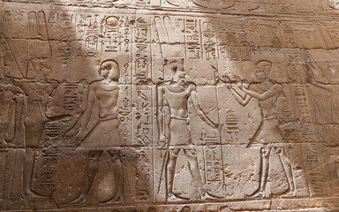 Fototapeta na wymiar Egyptian Hieroglyphs in Luxor Temple, Luxor, Egypt
