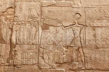 Egyptian Hieroglyphs in Luxor Temple, Luxor, Egypt