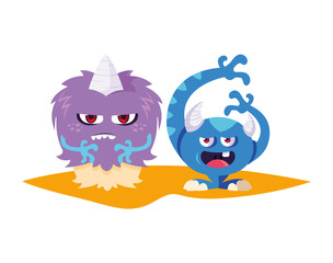 funny monsters comic characters colorful