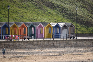 Fototapeta na wymiar beach huts in england