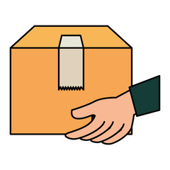 hands lifting box carton packing delivery service