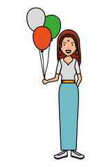 beautiful woman from india with balloons helium
