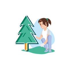Pine tree and avatar woman design