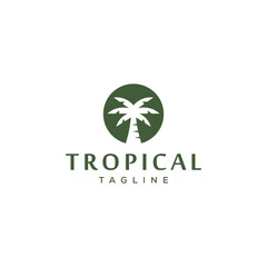tropical palm tree vector icon logo design