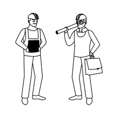 male builder constructor with architect boss