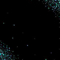 Blue, cyan, turquoise glitter stars, confetti.