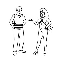 male builder constructor with woman engineer
