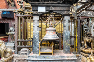 Buddhist bell by the temple in Patan Durbar Square, Kathmandu, Nepal.