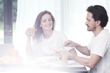 Couple having breakfast