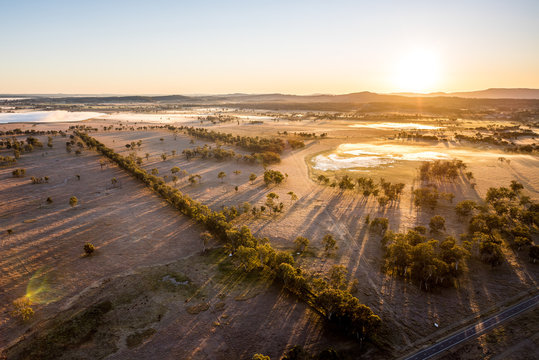 Farmland Outback Hot Air Ballooning Aerial View