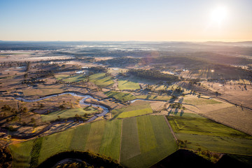 Farmland Outback Hot Air Ballooning Aerial View